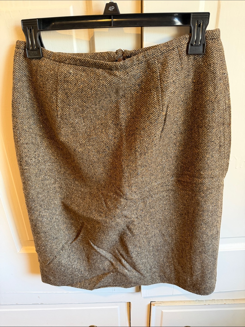 Talbots Brown Wool Herringbone Pencil Skirt